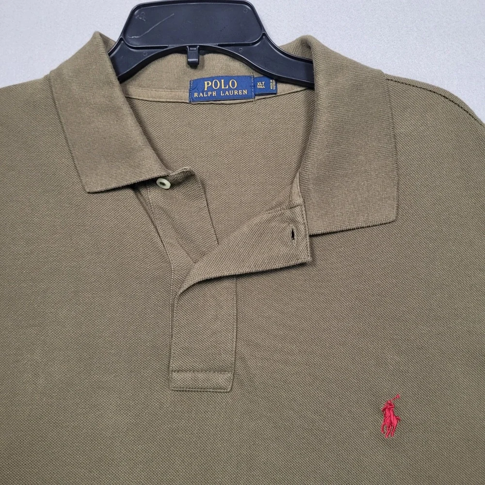 Polo Ralph Lauren Mens XLT Tall Olive Green Short Sleeve Pique Polo Shirt